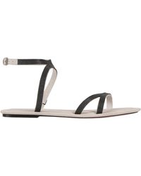 Brunello Cucinelli - Real Leather Flat Sole Sandals - Lyst