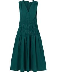 Proenza Schouler - Shirred Cotton-Blend Poplin Midi Dress - Lyst