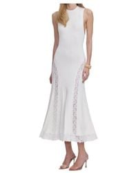 Self-Portrait - Lace-Panel Knitted Midi Dress - Lyst