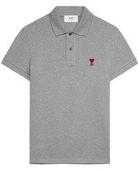 Ami Paris - Logo Embroidered Short Sleeved Polo Shirt - Lyst
