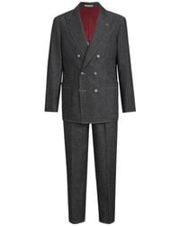 Brunello Cucinelli - No-Fade Lightweight Denim Tailor Suit: One-And-A-Half Breasted Jacket With Metal Buttons And Trouser With Pleat - Lyst