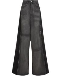 MM6 by Maison Margiela - Logo Patch Wide-Leg Jeans - Lyst