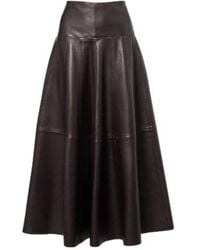 Nour Hammour - Daria Leather Midi Skirt - Lyst