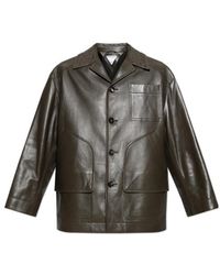 Bottega Veneta - Long-Sleeved Leather Jacket - Lyst
