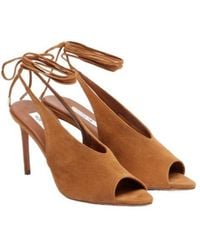Aquazzura - Suede Peep-Toe Slingback Pumps - Lyst