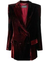 Alberta Ferretti - Double-Breasted Velvet Blazer - Lyst