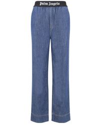 Palm Angels - Logo-Waistband Wide-Leg Jeans - Lyst
