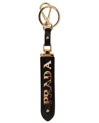 Prada - Saffiano Logo Plaque Key Ring - Lyst