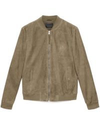 AllSaints - Long-Sleeved Suede Bomber Jacket - Lyst