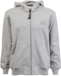 C.P. Company - Diagonal Raised Fleece Logo Full-Zip Hoodie - Lyst