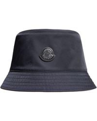 Moncler - Leather Logo Gabardine Bucket Hat - Lyst