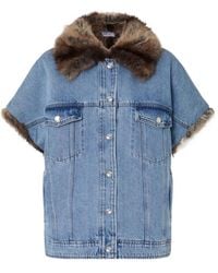Liu Jo - Teddy Detailed Denim Vest - Lyst
