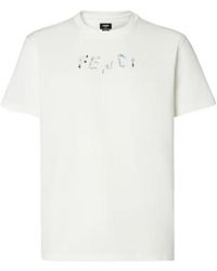 Fendi - Logo Embroidered Crewneck T-Shirt - Lyst