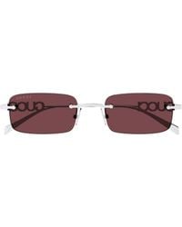 Gucci - Eyewear Crystal Logo Rectangular Sunglasses - Lyst