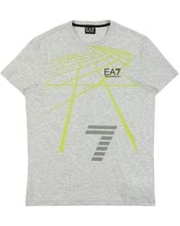 EA7 - Logo Printed Round Collar T-Shirt - Lyst