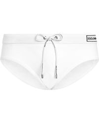 Dolce & Gabbana - Logo Patch Drawstring Swim Briefs - Lyst