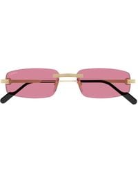 Cartier - Rectangular Rimless Sunglasses - Lyst