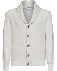 Brunello Cucinelli - Shawl Collar Button Cardigan - Lyst