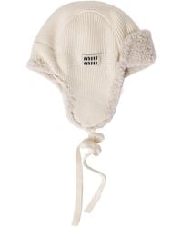 Miu Miu - Wool, Cashmere And Shearling Trapper Hat - Lyst