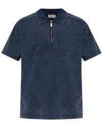 Off-White c/o Virgil Abloh - Logo Printed Half-Zipped Polo Shirt - Lyst