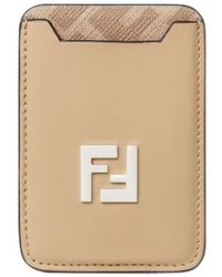 Fendi - Leather And Ff Canvas Card Holder - Lyst