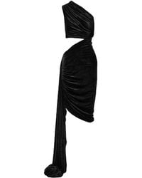 Rick Owens - Draped-Detail Velvet Midi Dress - Lyst