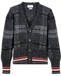 Thom Browne - Checkered Button-Up Knit Cardigan - Lyst
