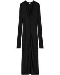 TOTEME - Totême Draped V-Neck Long Sleeved Dress - Lyst