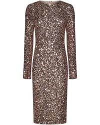 Dolce & Gabbana - Sequin Embellished Midi Dress - Lyst