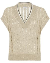 Brunello Cucinelli - V-Neck Knitted Vest - Lyst
