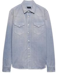 Prada - Triangle-Patch Button-Up Shirt - Lyst