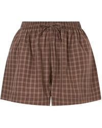 Tekla - Plaid Cotton Shorts - Lyst
