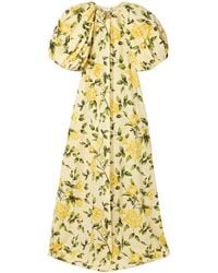 Oscar de la Renta - Embellished Gathered Floral-Print Cotton-Blend Poplin Gown - Lyst
