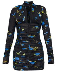 Blumarine - Ruched Keyhole Cut-Out Floral-Print Mini Dress - Lyst