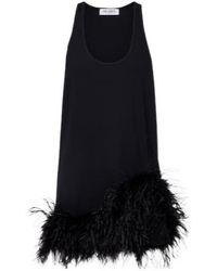 The Attico - Ribbed-Knit Feather-Trimmed Cotton Minidress - Lyst