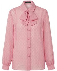Gucci - Printed Silk Chiffon Shirt - Lyst