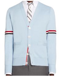 Thom Browne - Striped-Detail V-Neck Cardigan - Lyst