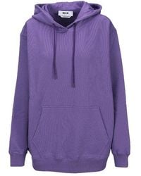 MSGM - Drawstring Cotton Hoodie - Lyst