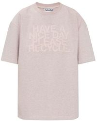 Ganni - Logo-Appliqué T-Shirt - Lyst