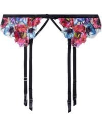 Fleur du Mal - Tuileries Satin-Trimmed Embroidered Tulle Suspender Belt - Lyst