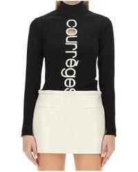 Courreges - Courrèges Logo Intarsia High Neck Jumper - Lyst
