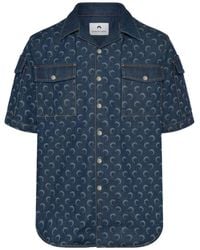 Marine Serre - Denim Loose Short Sleeves Shirt - Lyst