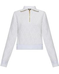 Balmain - Half-Zip Textured-Knit Sweater - Lyst