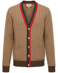 Gucci - Web Stripe Ribbed-Knit Cardigan - Lyst