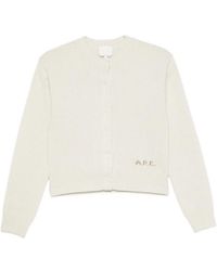 A.P.C. - Logo-Embroidered Ribbed-Trim Cardigan - Lyst