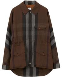 Burberry - Check Drawstring Waist Field Jacket - Lyst