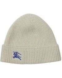 Burberry - Logo Embroidered Ribbed-Knit Beanie - Lyst