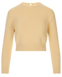 Jil Sander - Cropped Crew Neck Knitted Jumper - Lyst