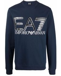EA7 - Logo-Print Crew-Neck Sweatshirt - Lyst