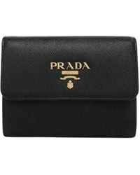 Prada - Logo Plaque Tri-Fold Wallet - Lyst